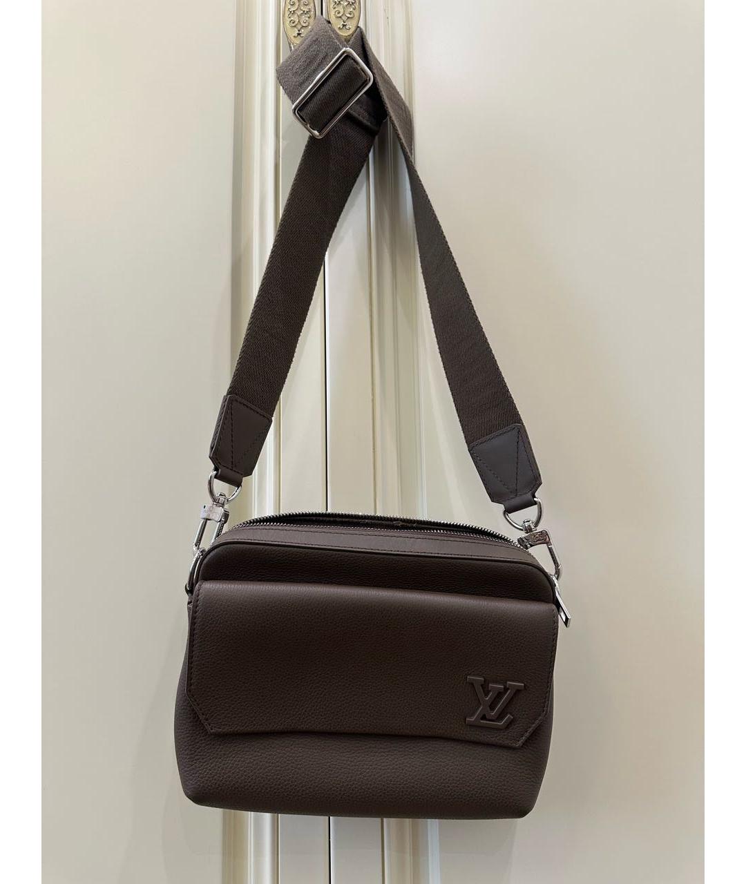 LOUIS VUITTON Коричневая кожаная сумка на плечо, фото 6