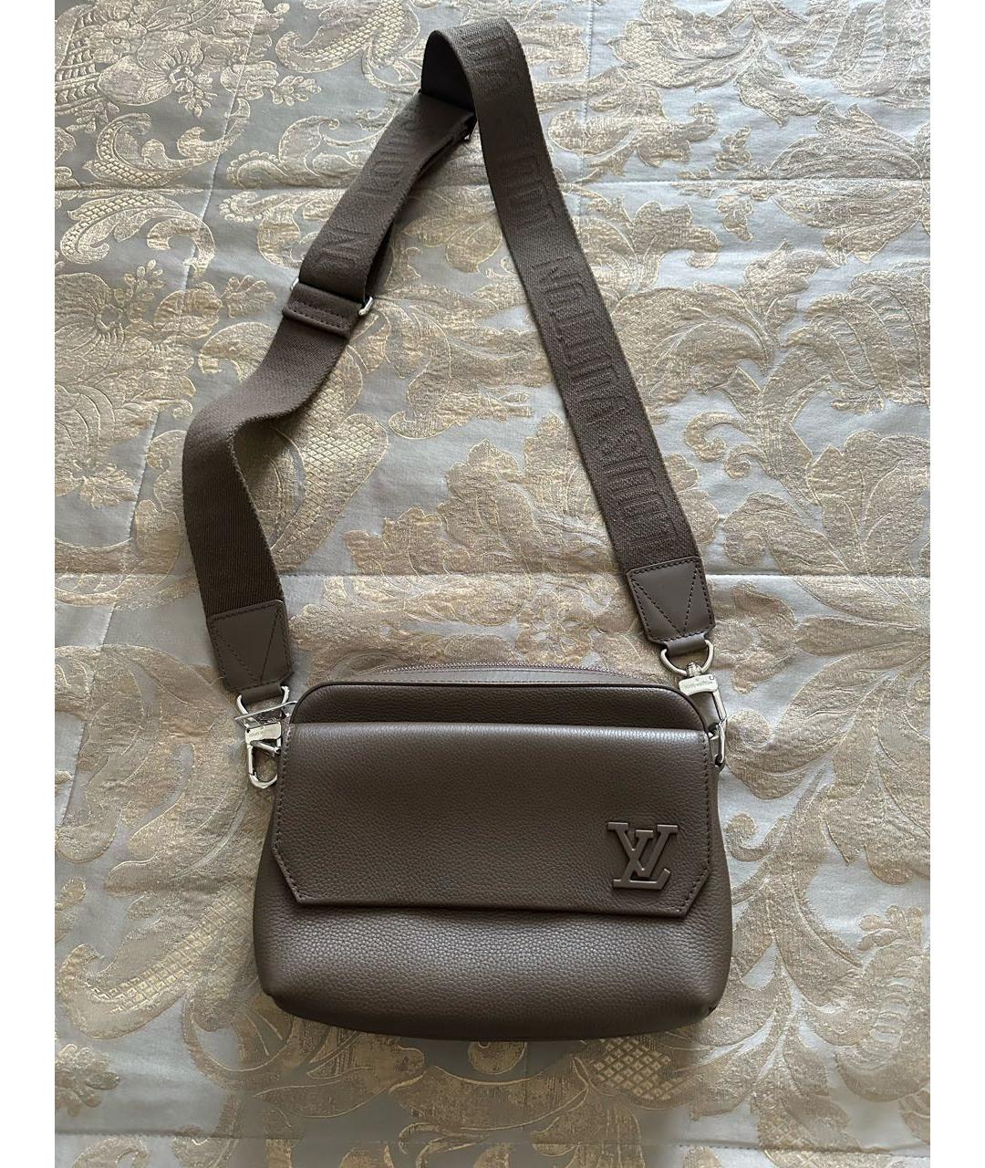 LOUIS VUITTON Коричневая кожаная сумка на плечо, фото 9