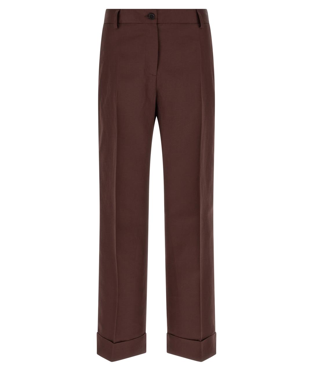 ALBERTO BIANI Коричневые вискозные прямые брюки, фото 1