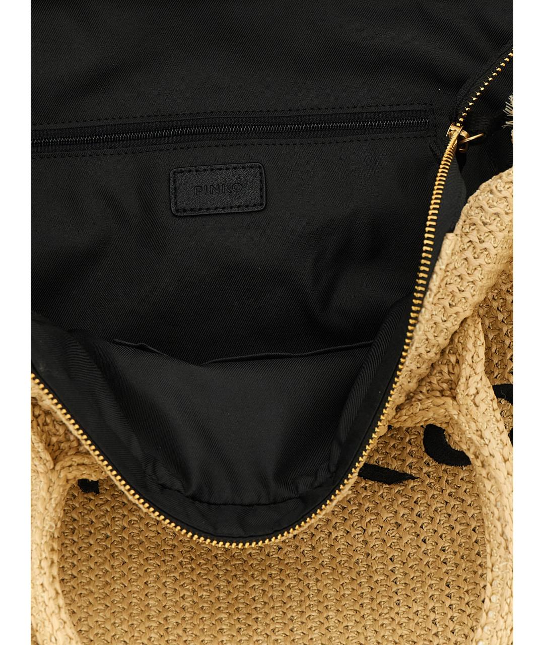 PINKO Бежевая синтетическая сумка тоут, фото 4