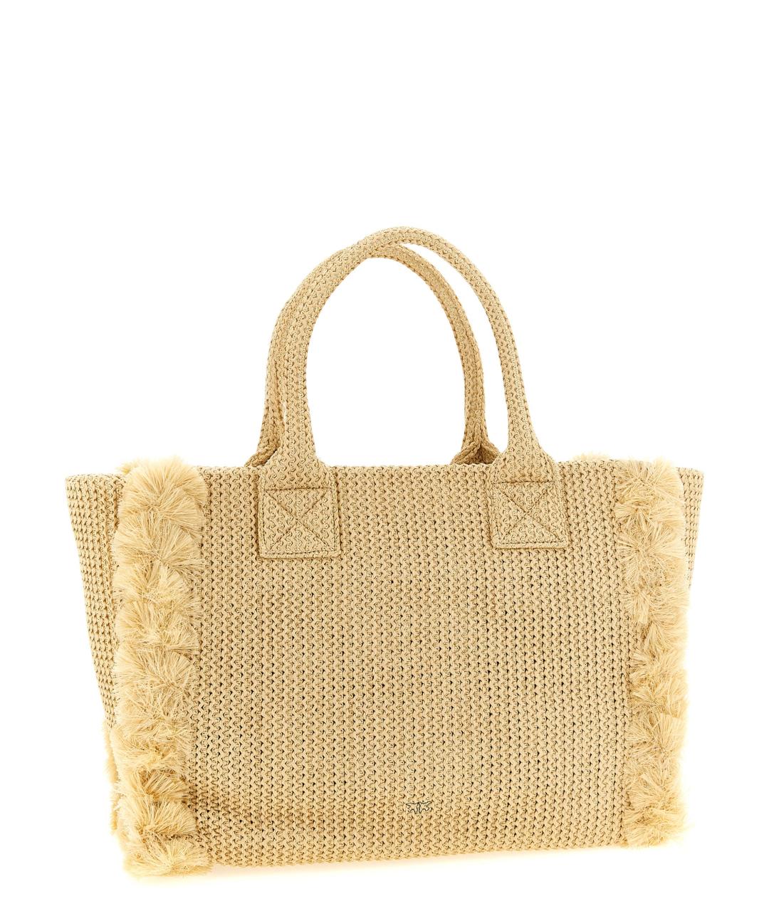 PINKO Бежевая синтетическая сумка тоут, фото 2