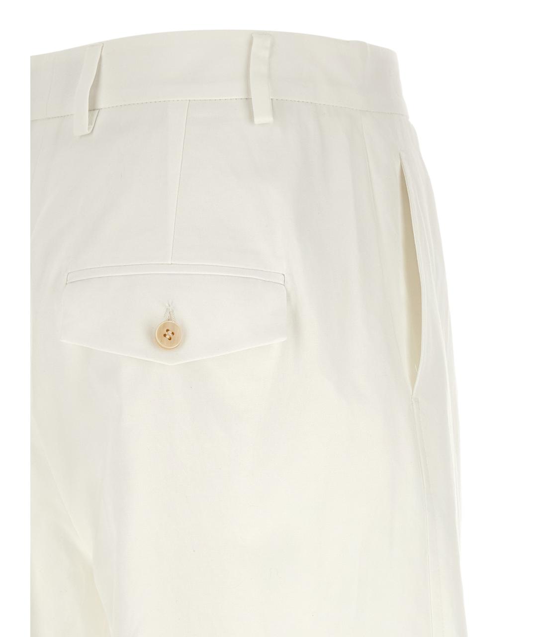 ALBERTO BIANI Белые хлопковые прямые брюки, фото 4