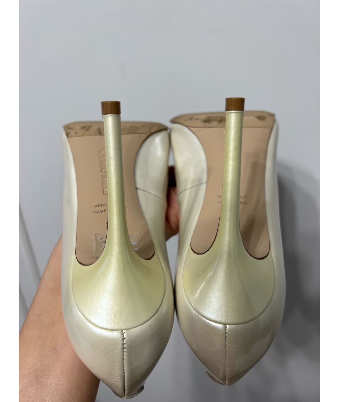 NANDO MUZI Золотые кожаные туфли, фото 4