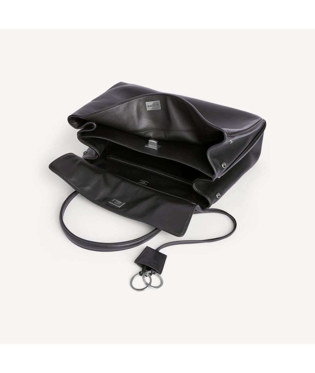 BALENCIAGA Черная кожаная сумка тоут, фото 2