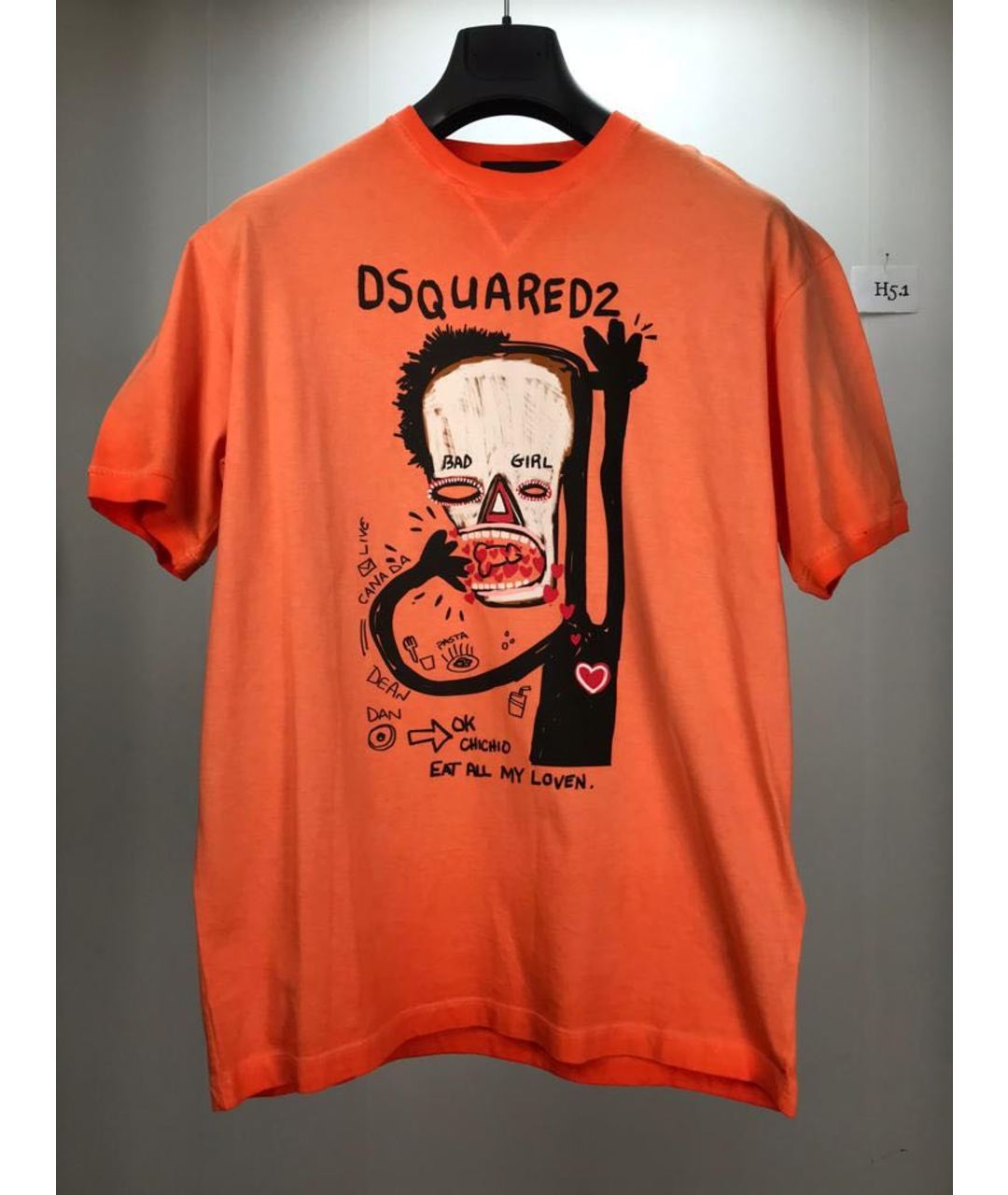 DSQUARED2 Оранжевая хлопковая футболка, фото 6