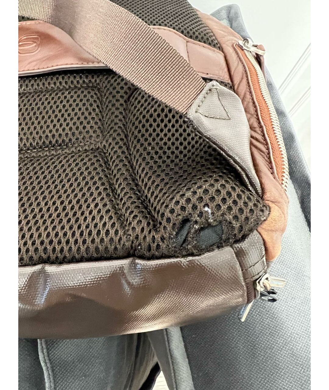 PIQUADRO Коричневый кожаный рюкзак, фото 5