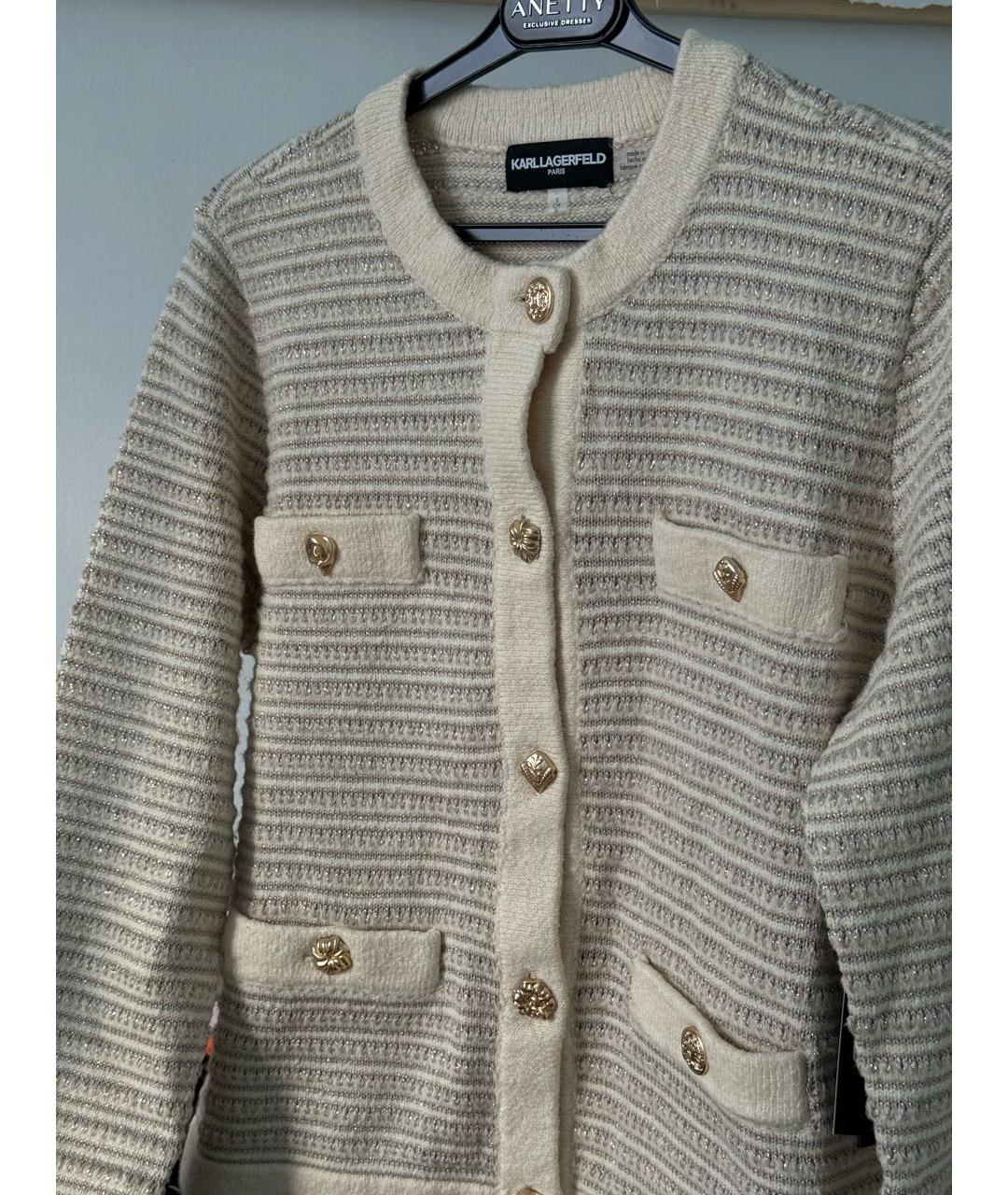 KARL LAGERFELD Бежевый вискозный кардиган, фото 5