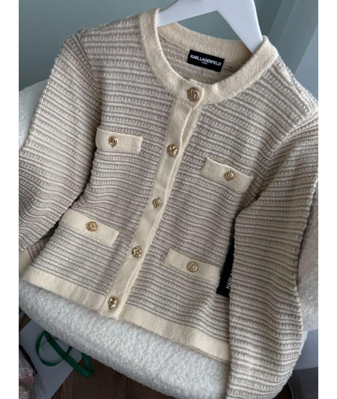 KARL LAGERFELD Бежевый вискозный кардиган, фото 7