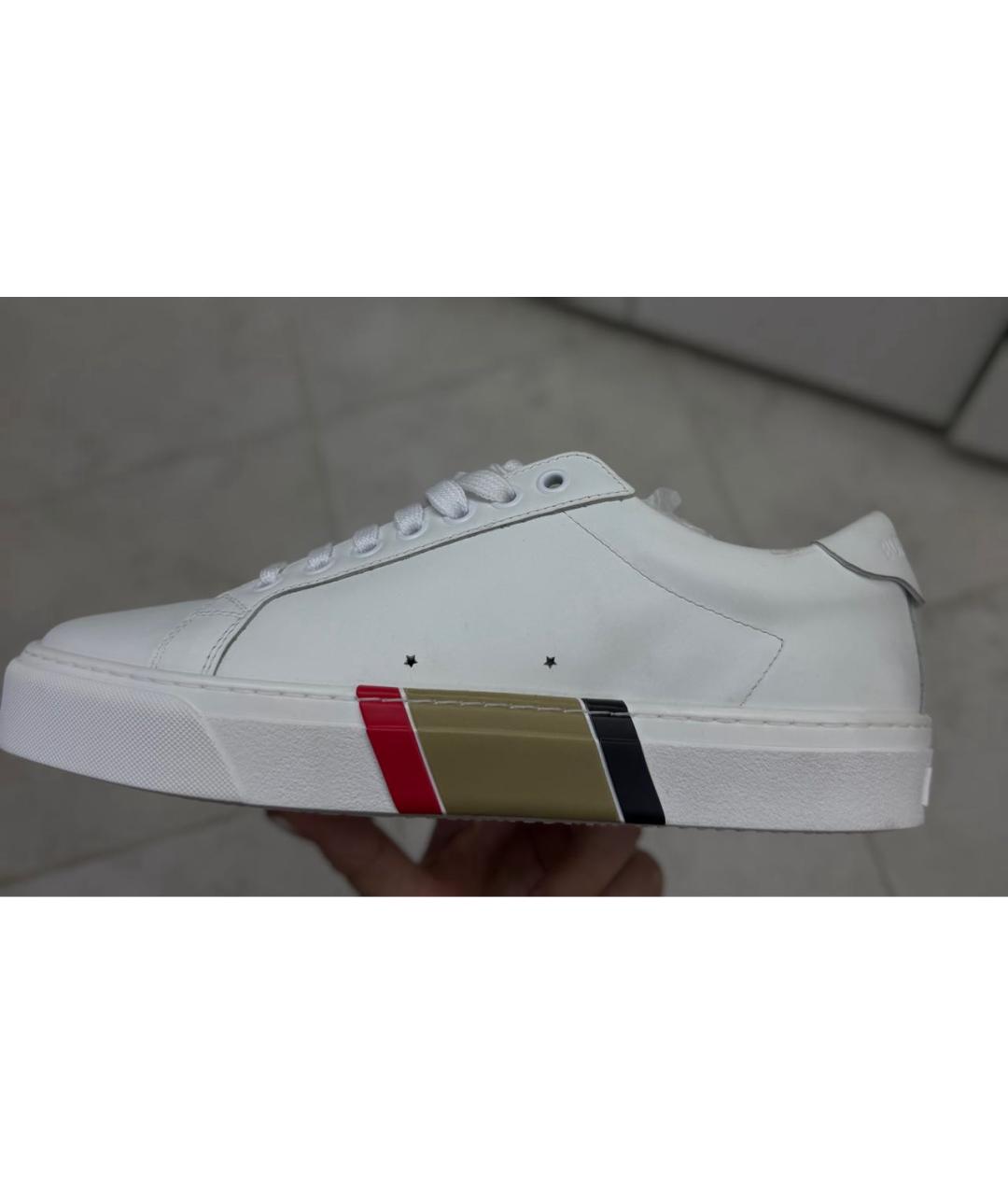 BURBERRY Белые кожаные кеды, фото 2