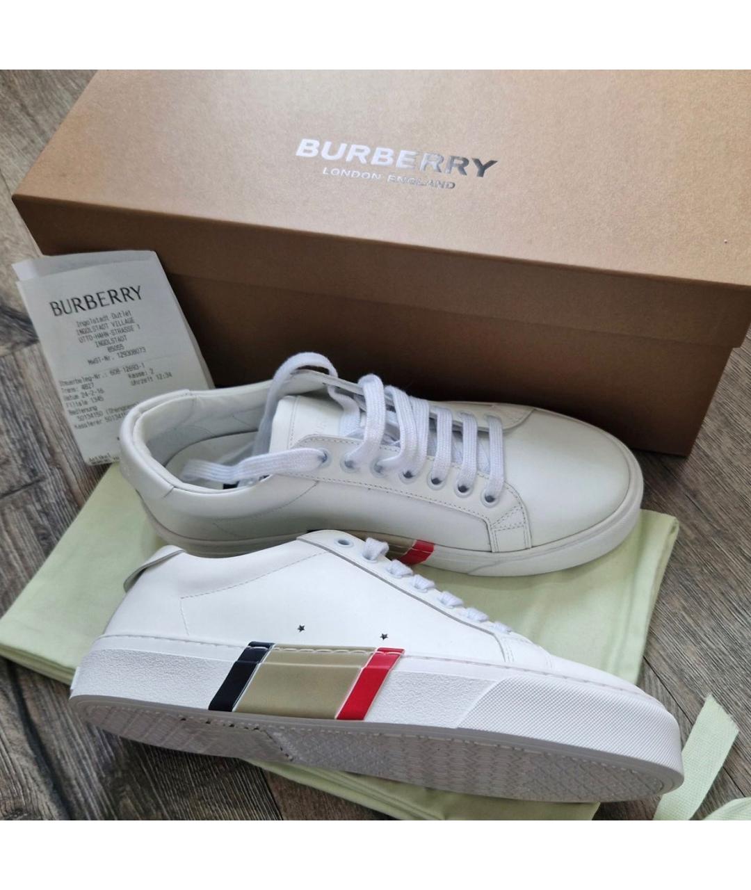 BURBERRY Белые кожаные кеды, фото 3