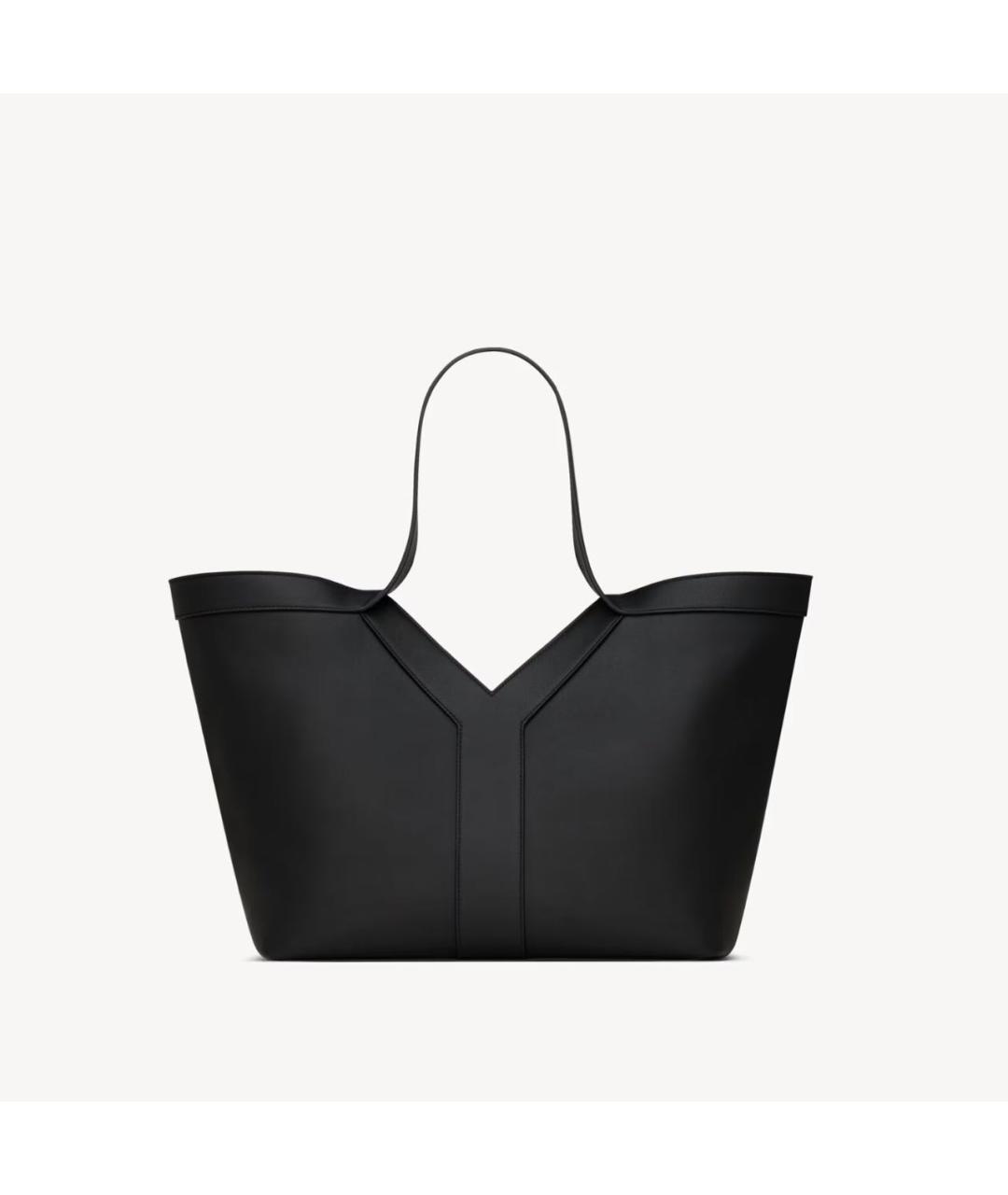 SAINT LAURENT Черная кожаная сумка тоут, фото 4