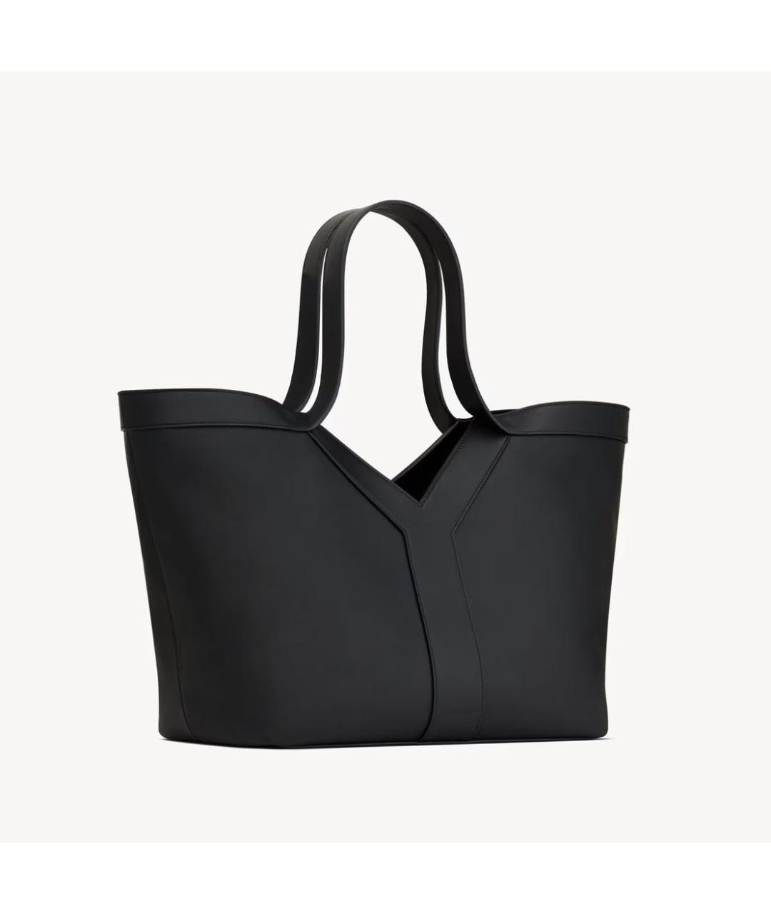 SAINT LAURENT Черная кожаная сумка тоут, фото 3