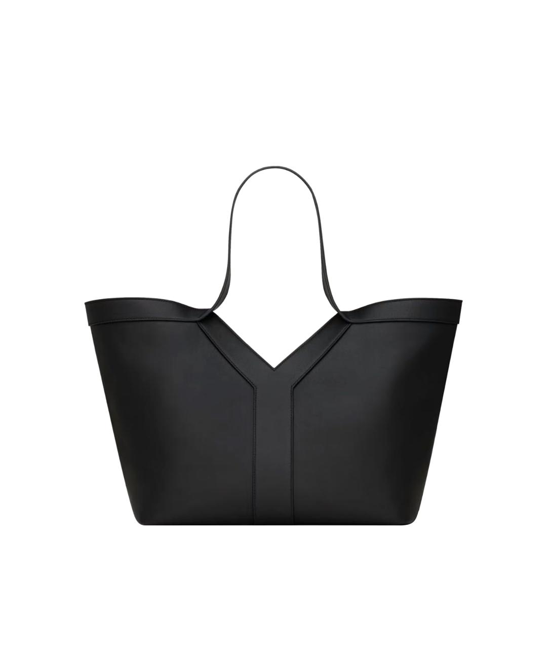 SAINT LAURENT Черная кожаная сумка тоут, фото 1