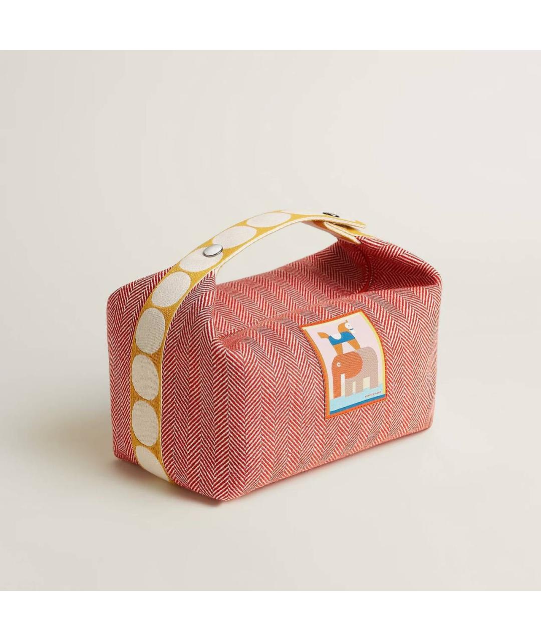 HERMES Коралловая хлопковая косметичка, фото 2