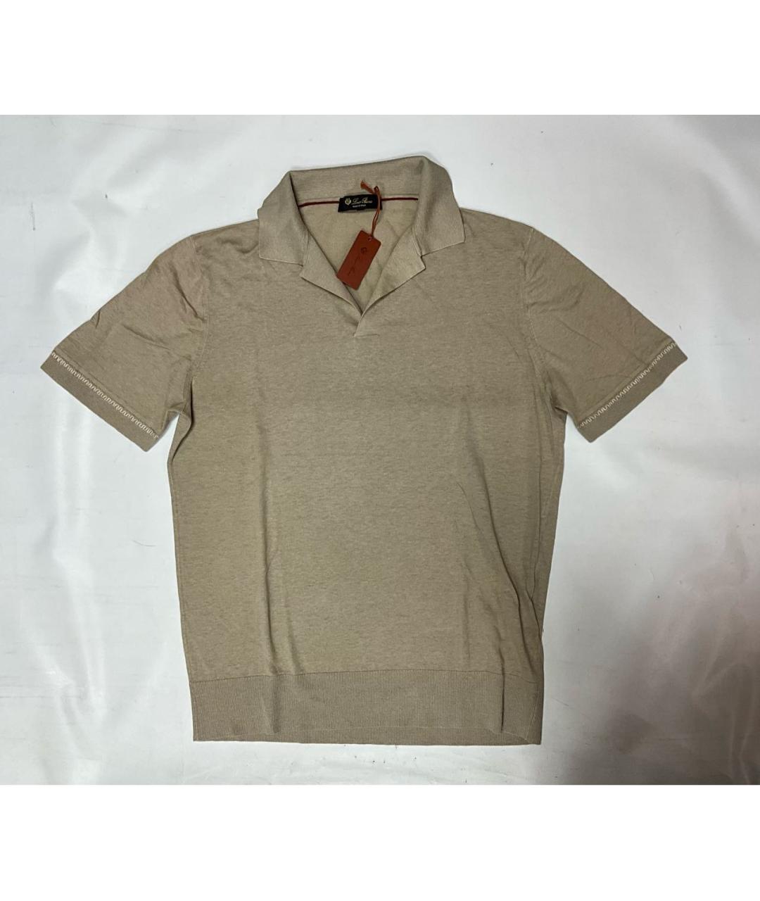 LORO PIANA Бежевое поло с коротким рукавом, фото 8