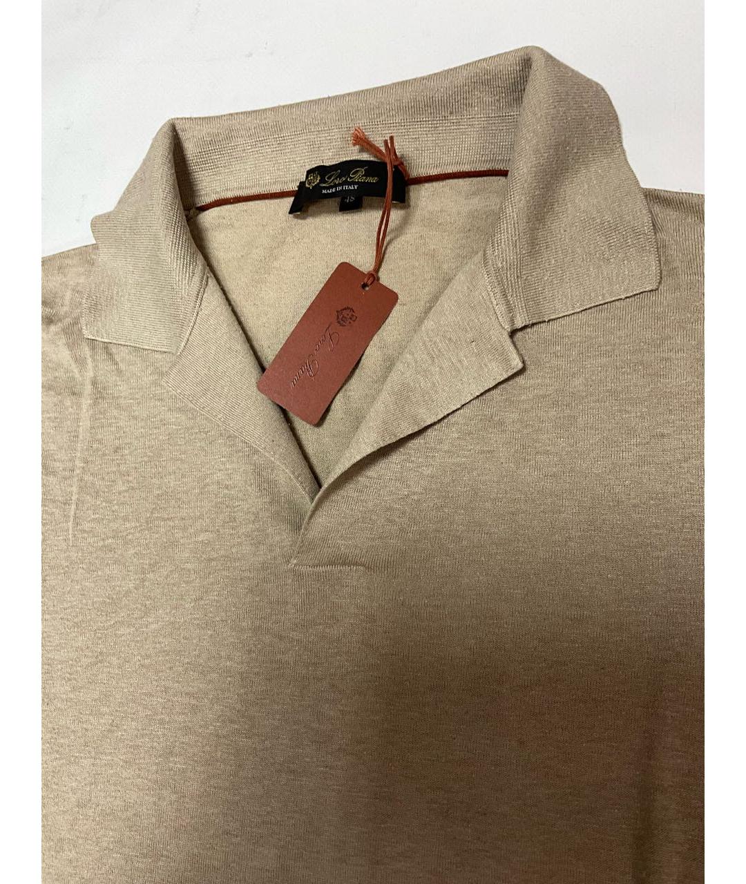 LORO PIANA Бежевое поло с коротким рукавом, фото 4