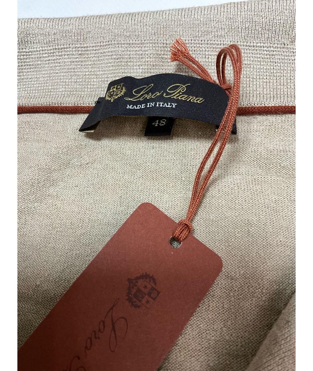 LORO PIANA Бежевое поло с коротким рукавом, фото 3