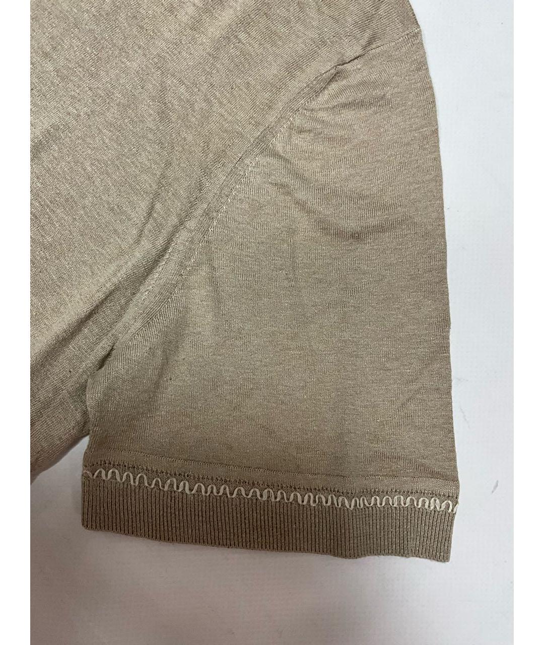 LORO PIANA Бежевое поло с коротким рукавом, фото 5