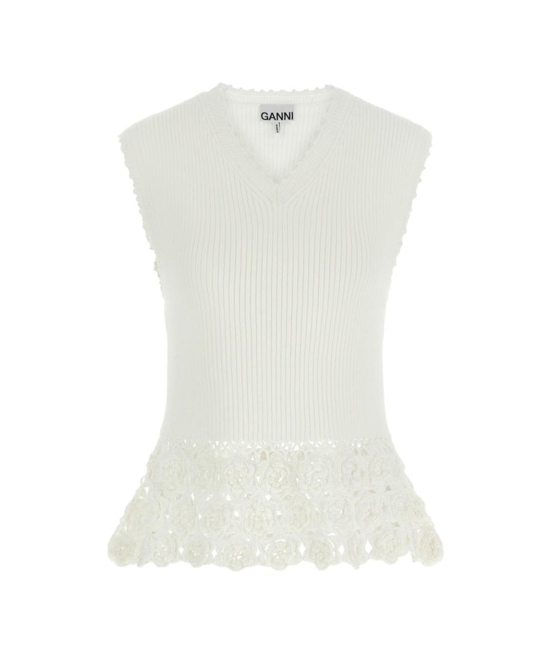 GANNI Белая хлопковая майка, фото 1