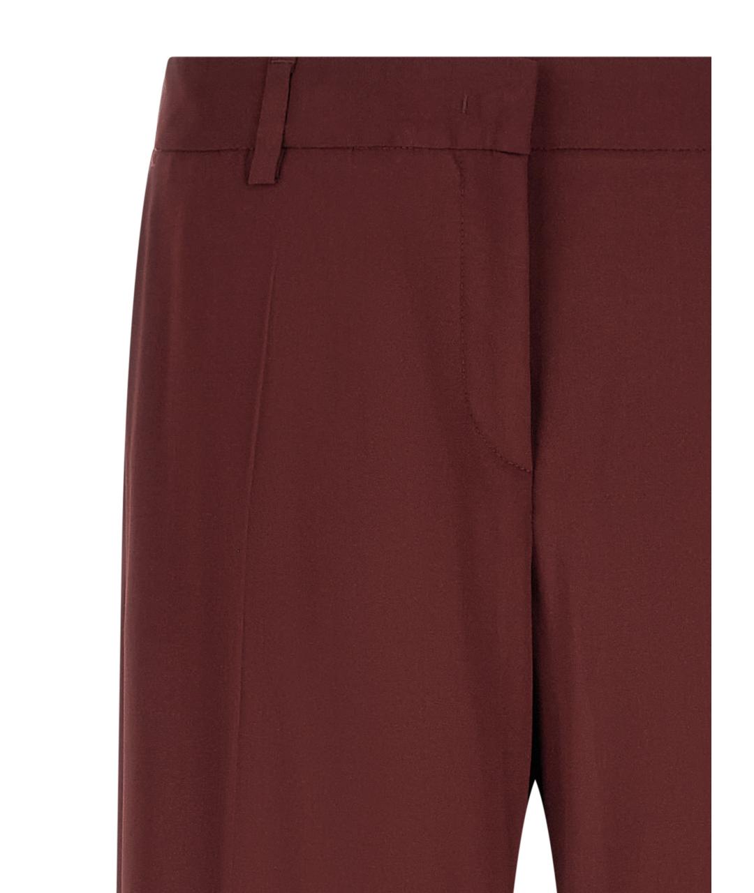 ALBERTO BIANI Бордовые хлопковые прямые брюки, фото 3
