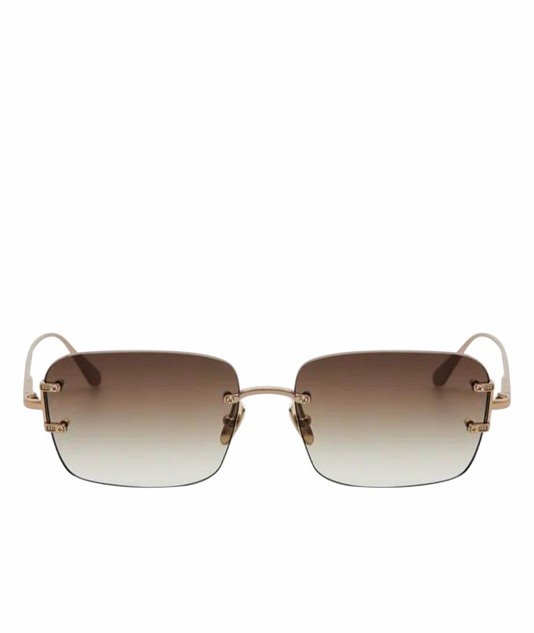 LINDA FARROW Коричневые металлические солнцезащитные очки, фото 1