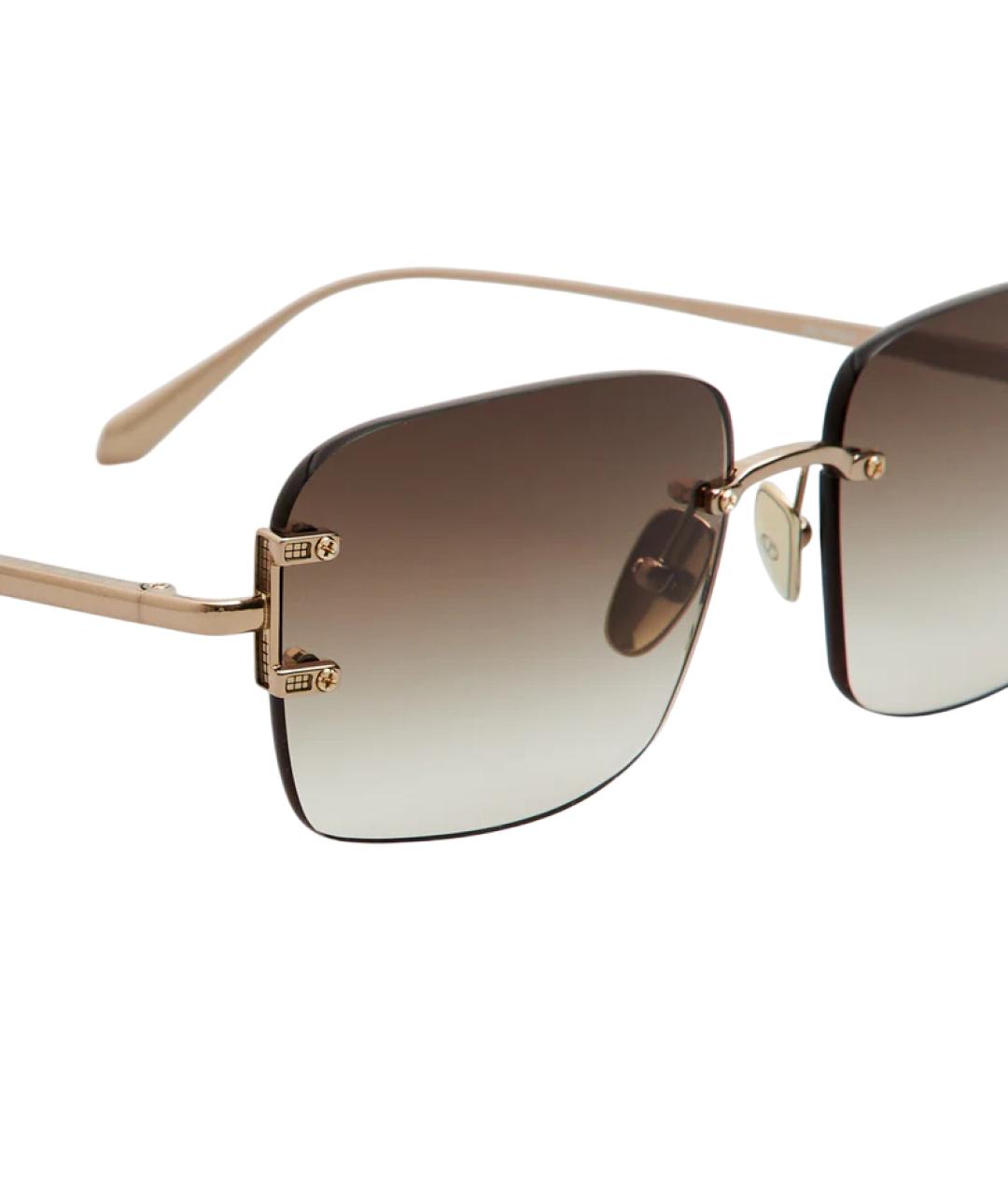 LINDA FARROW Коричневые металлические солнцезащитные очки, фото 3