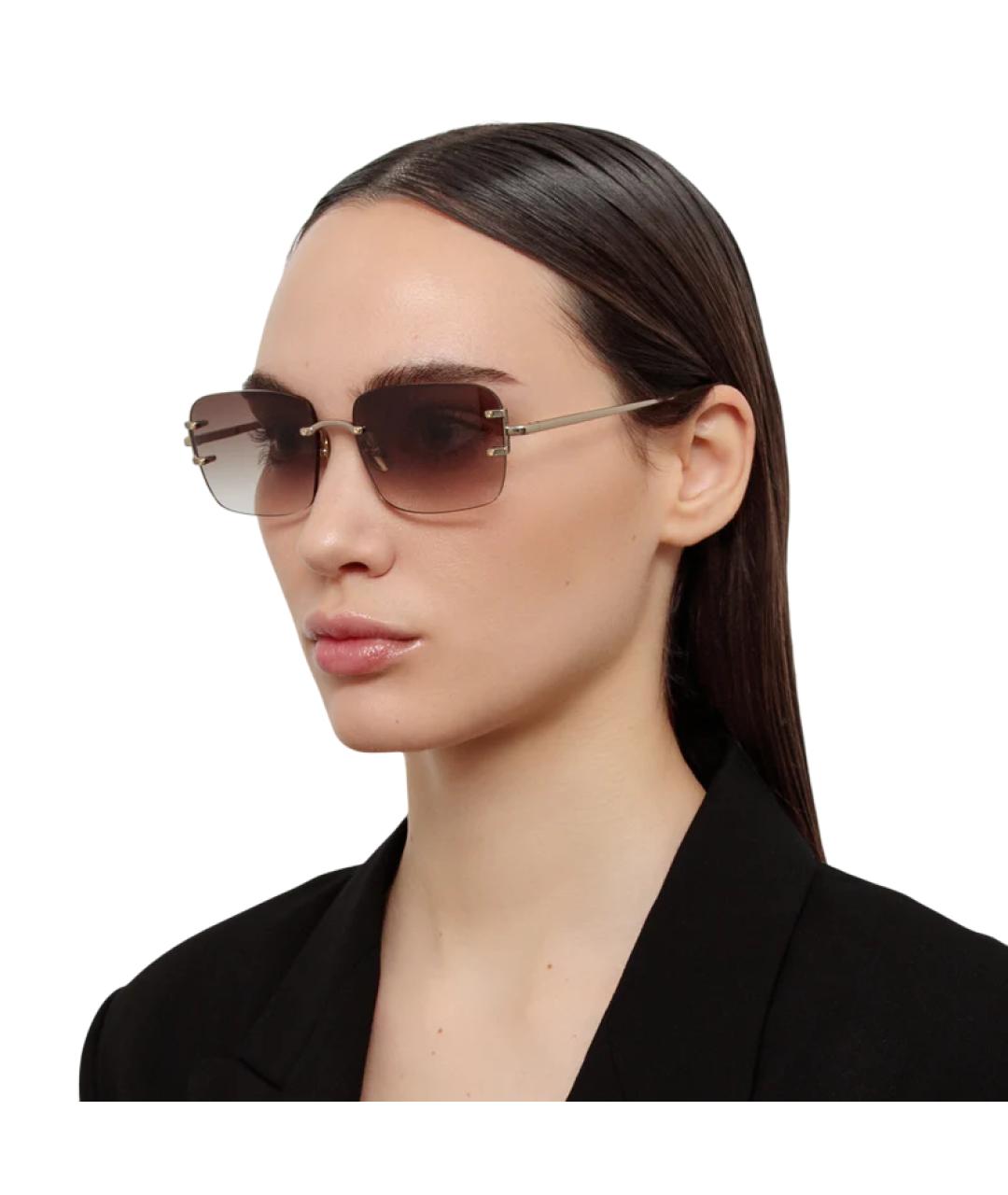 LINDA FARROW Коричневые металлические солнцезащитные очки, фото 4