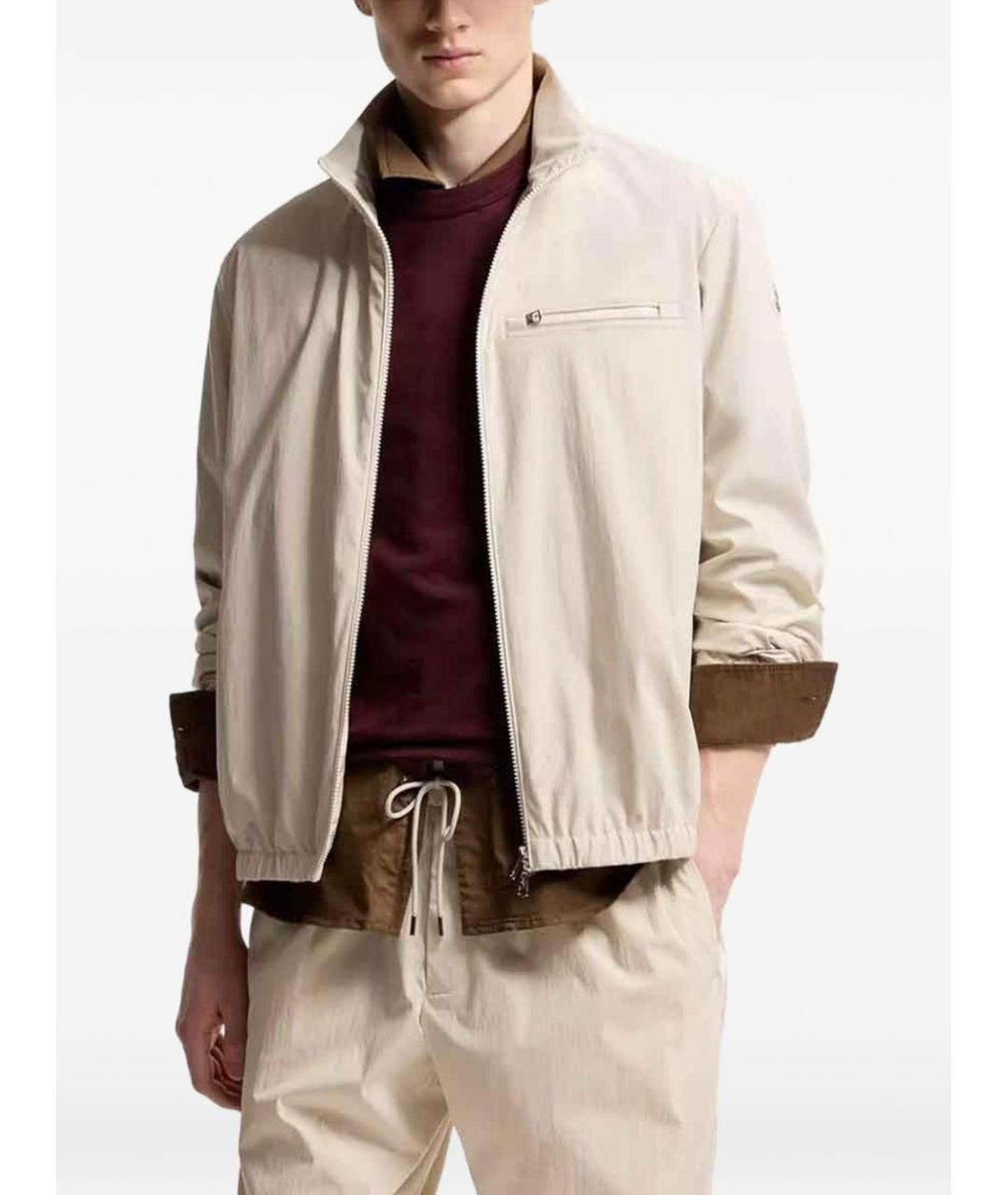 MONCLER Бежевая полиэстеровая куртка, фото 2