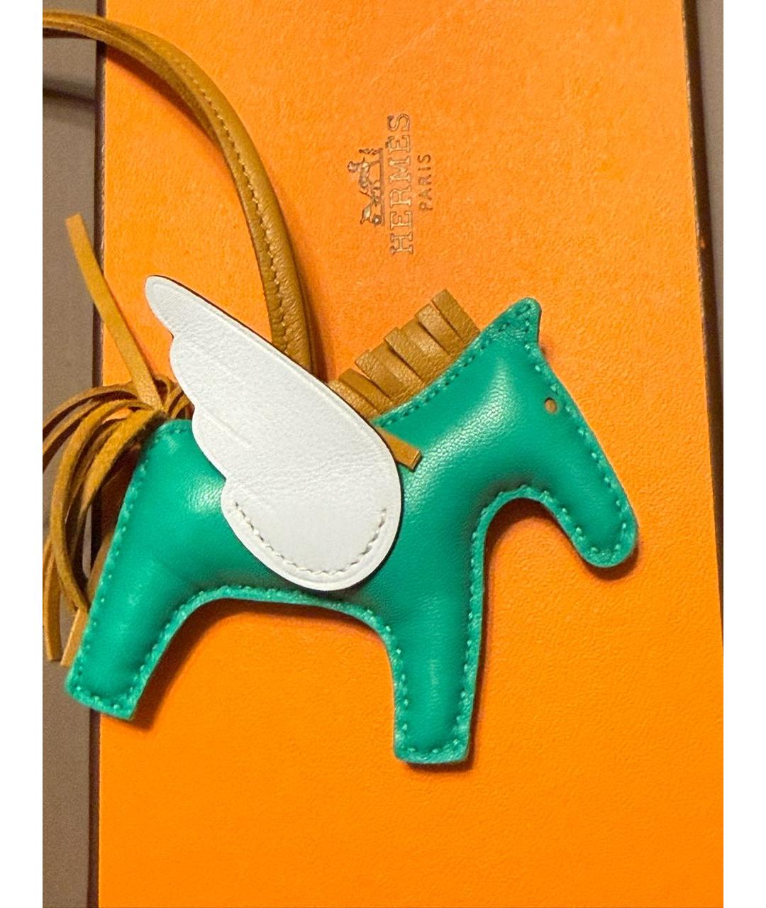 HERMES Зеленый брелок, фото 2