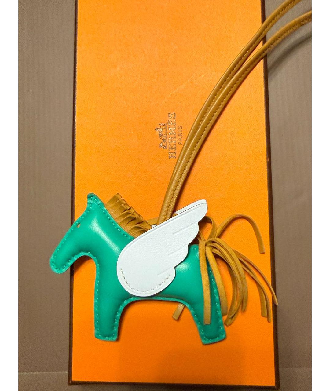 HERMES Зеленый брелок, фото 3