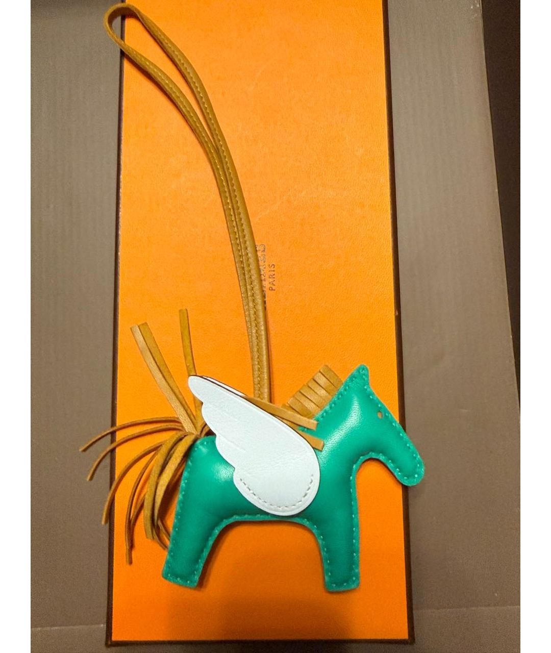 HERMES Зеленый брелок, фото 4