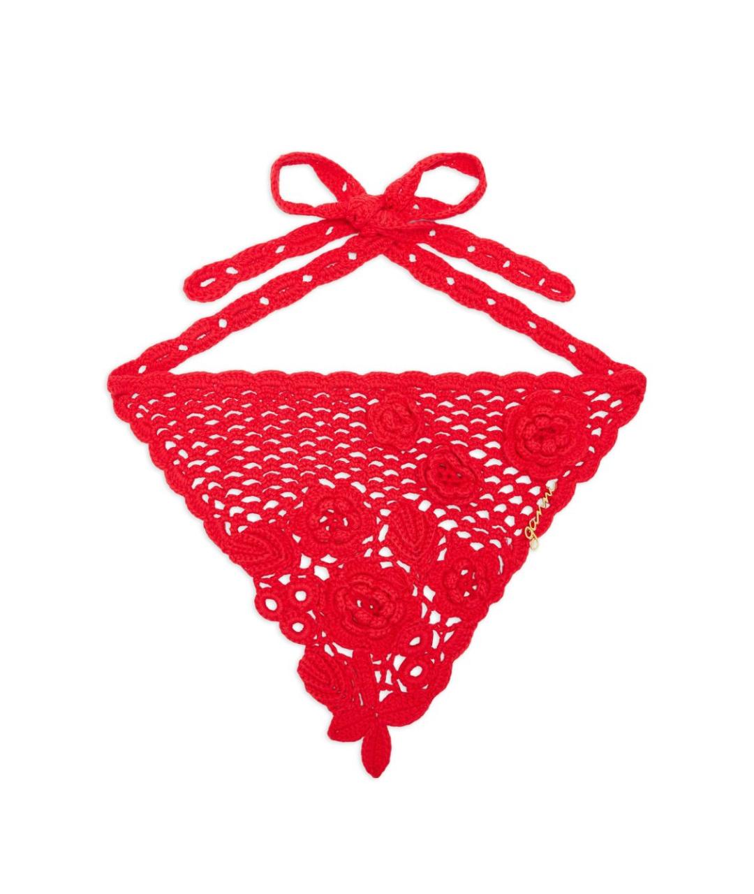 GANNI Красная хлопковая повязка на голову, фото 1