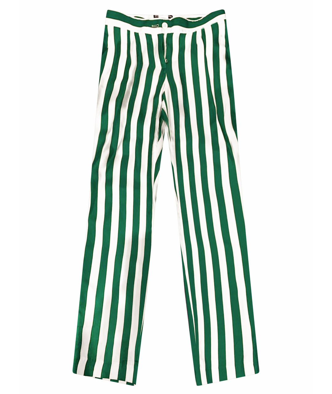 DOLCE&GABBANA Зеленые шелковые прямые брюки, фото 1
