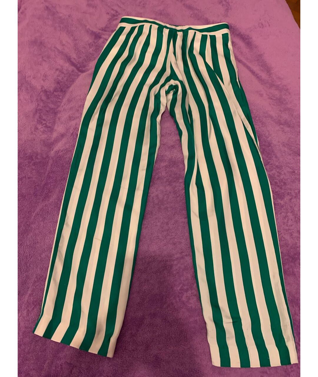 DOLCE&GABBANA Зеленые шелковые прямые брюки, фото 2