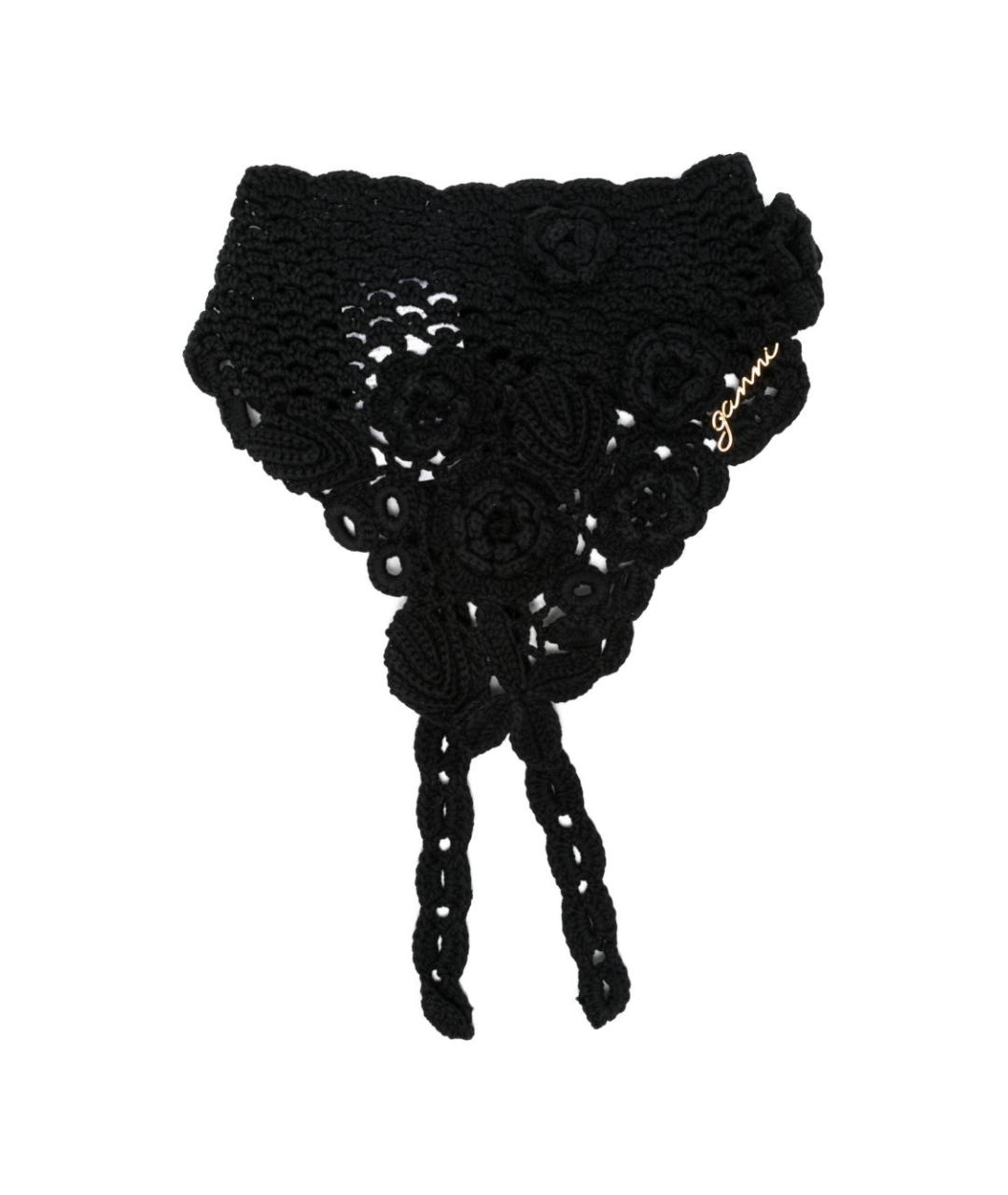 GANNI Черная хлопковая повязка на голову, фото 1