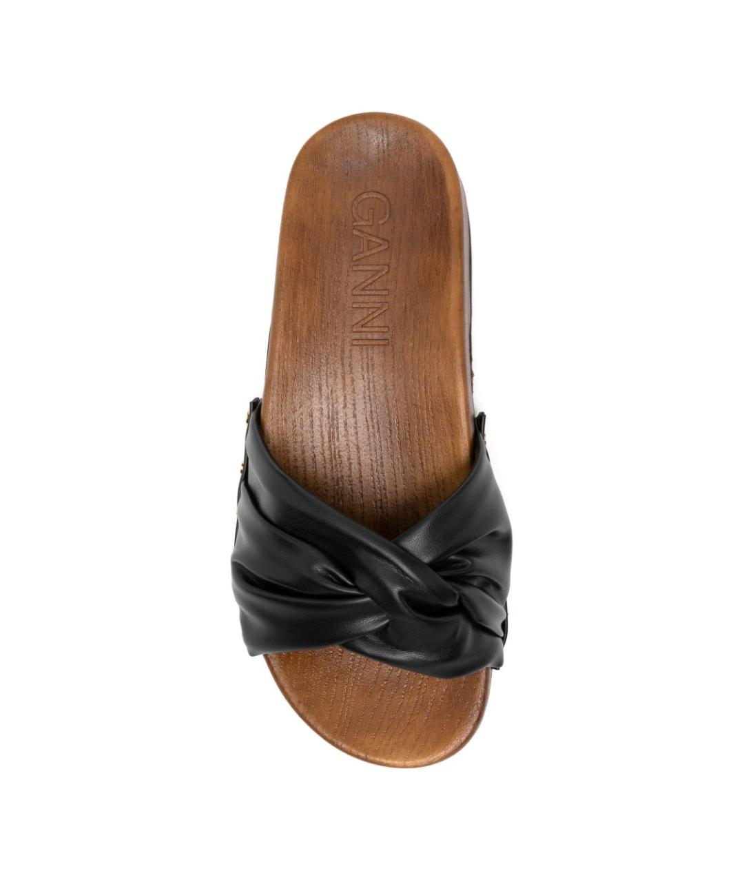 GANNI Черные кожаные сандалии, фото 4