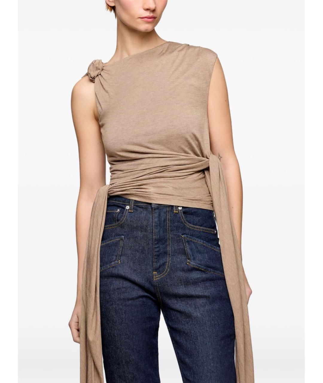 GANNI Бежевая вискозная майка, фото 2