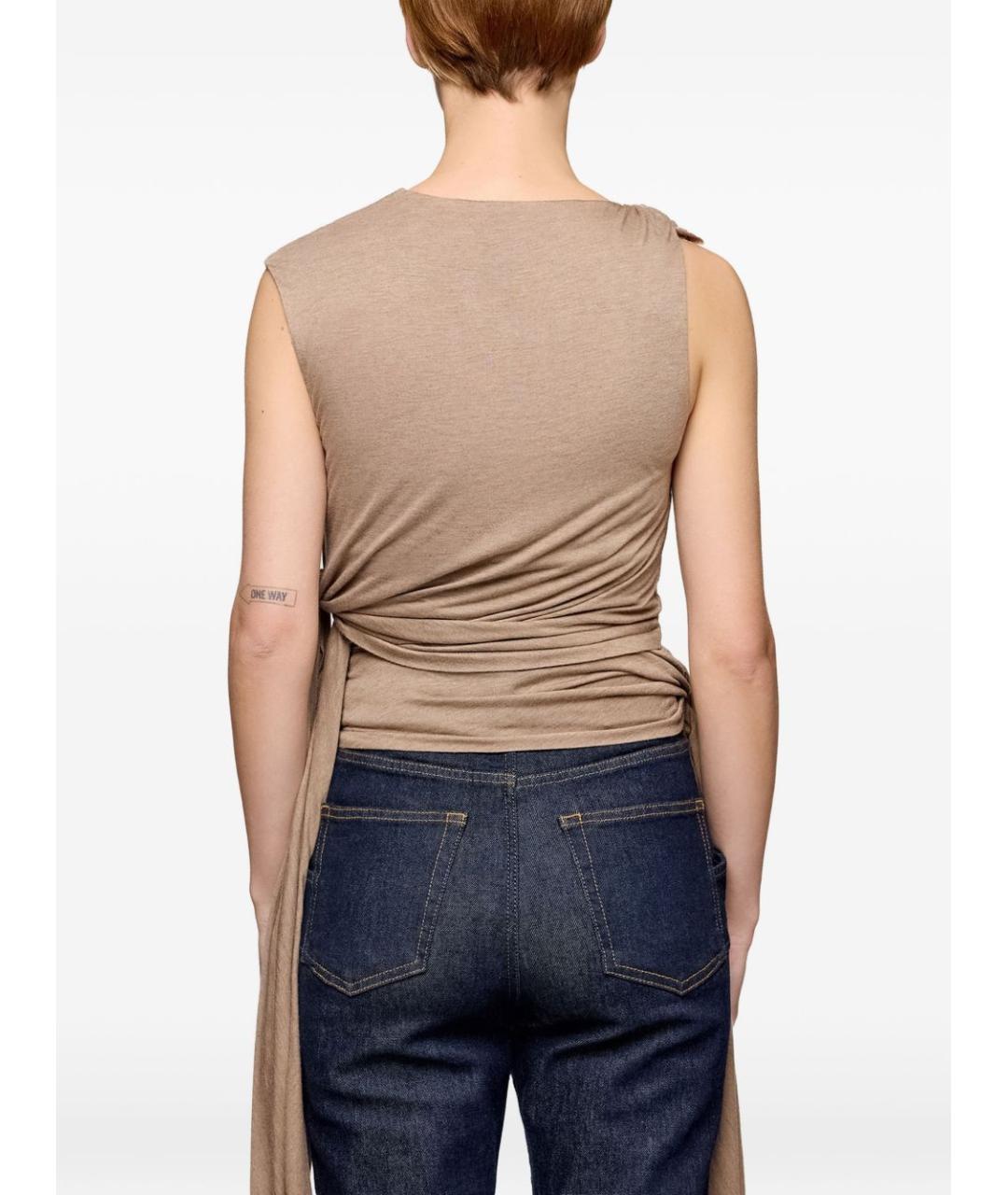 GANNI Бежевая вискозная майка, фото 3