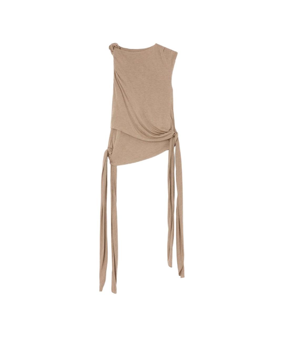 GANNI Бежевая вискозная майка, фото 1