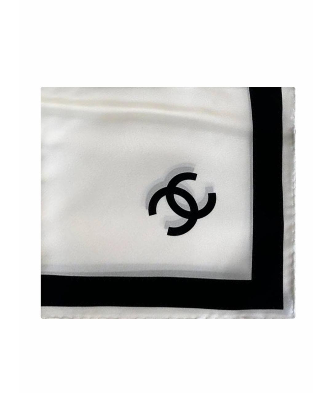 CHANEL Белый шелковый платок, фото 1