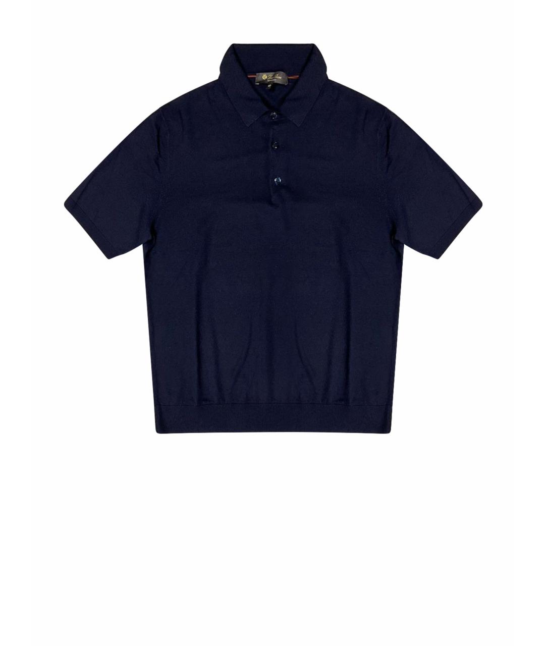 LORO PIANA Синее поло с коротким рукавом, фото 1
