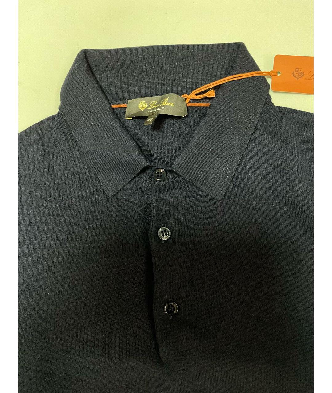 LORO PIANA Синее поло с коротким рукавом, фото 2