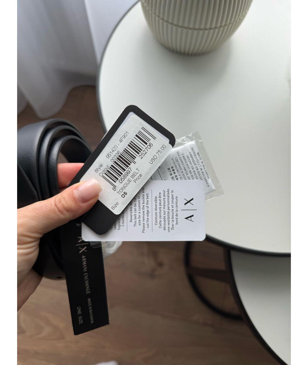 ARMANI EXCHANGE Черный кожаный ремень, фото 6