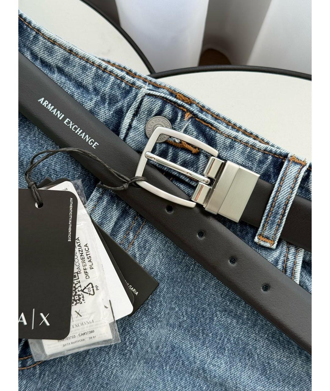 ARMANI EXCHANGE Черный кожаный ремень, фото 8