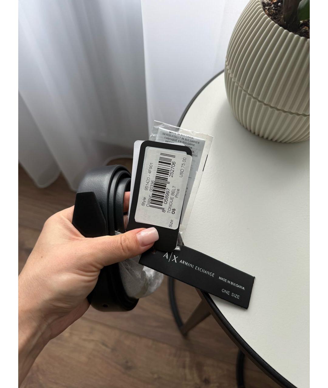 ARMANI EXCHANGE Черный кожаный ремень, фото 7