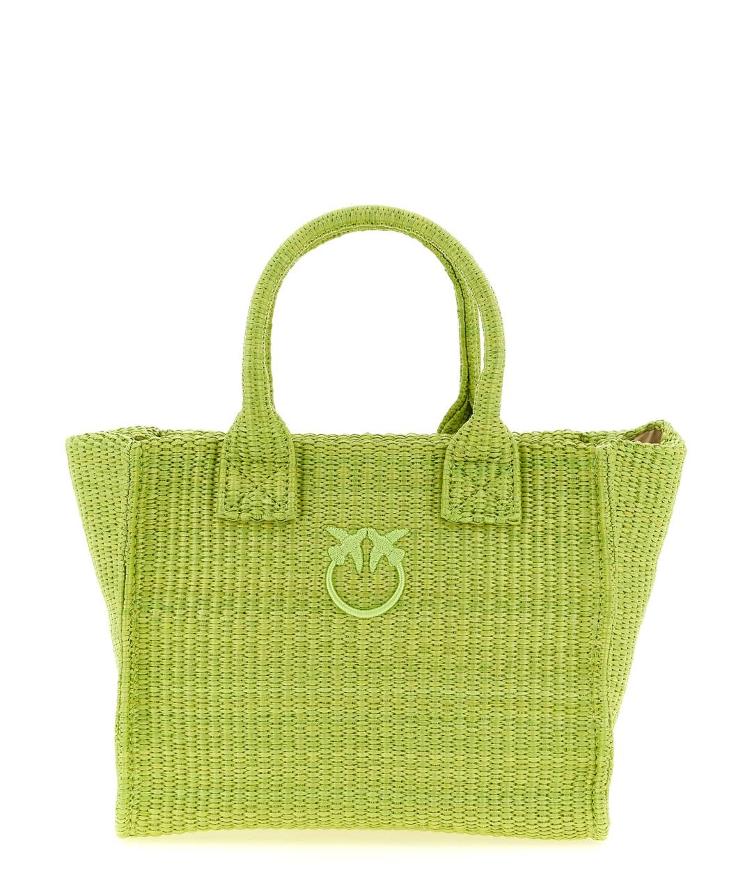 PINKO Зеленая синтетическая сумка тоут, фото 1