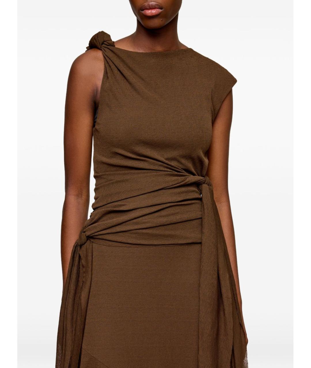 GANNI Коричневое полиэстеровое коктейльное платье, фото 5