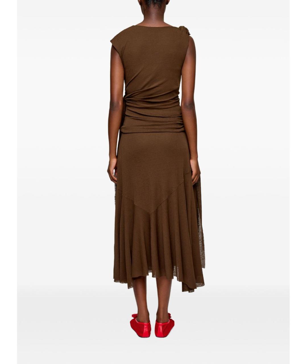 GANNI Коричневое полиэстеровое коктейльное платье, фото 3