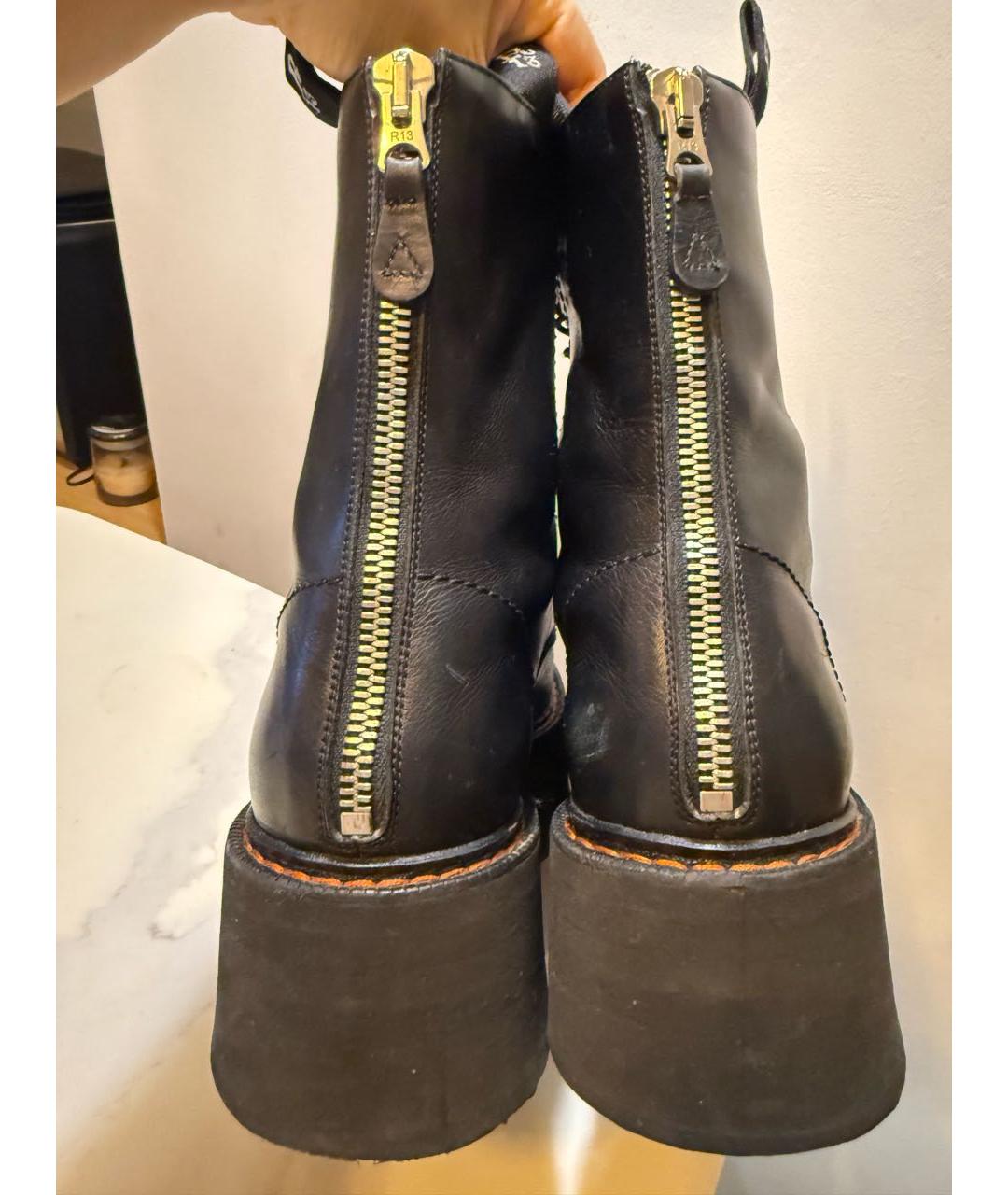 R13 Черные кожаные ботинки, фото 4