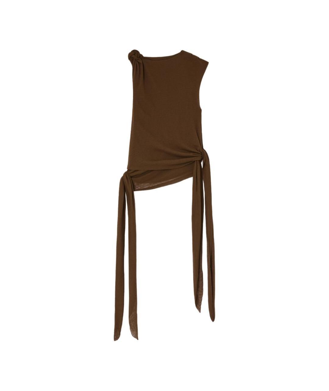 GANNI Коричневая полиэстеровая майка, фото 3